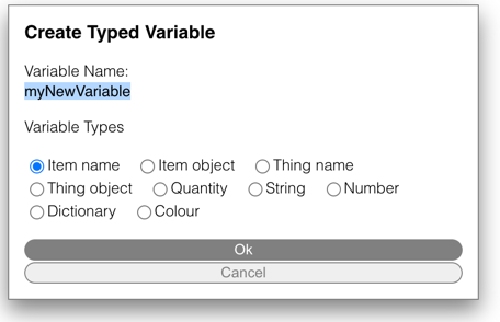 create typed variable dialog